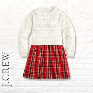 Crewcuts Ivory Knit and Red Plaid Kids Dress